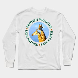 Wildlife Conservation Earth Day Giraffes Long Sleeve T-Shirt